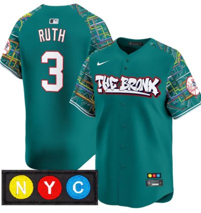 Babe Ruth Jersey 3 New York Yankees The Bronx Subway Style Premier Stitched Lexington Line