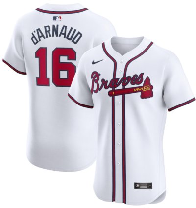 Travis Darnaud 16 Atlanta Braves Home Elite Player Men Jersey - White