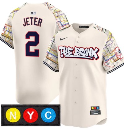 Derek Jeter Jersey 2 New York Yankees The Bronx Subway Style Premier Stitched Cream