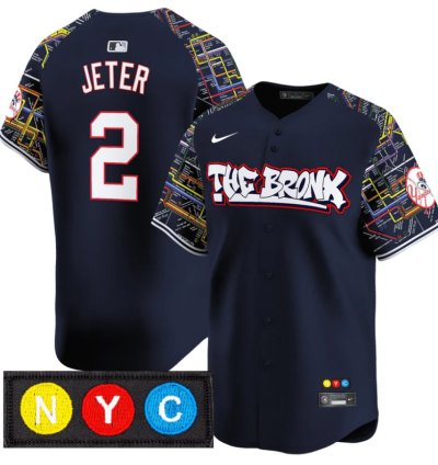 Derek Jeter Jersey 2 New York Yankees The Bronx Subway Style Premier Stitched Navy