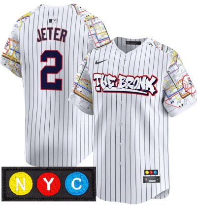 Derek Jeter Jersey 2 New York Yankees The Bronx Subway Style Premier Stitched Pinstripe