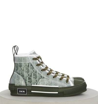 B23 High-top Sneaker In Olive Dior Oblique Canvas