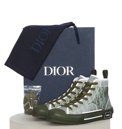 B23 High-top Sneaker In Olive Dior Oblique Canvas