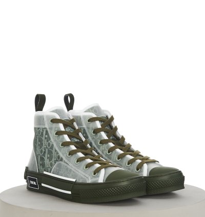B23 High-top Sneaker In Olive Dior Oblique Canvas