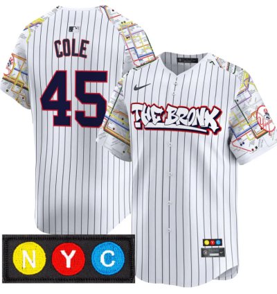 Gerrit Cole Jersey 45 New York Yankees The Bronx Subway Style Premier Stitched Pinstripe