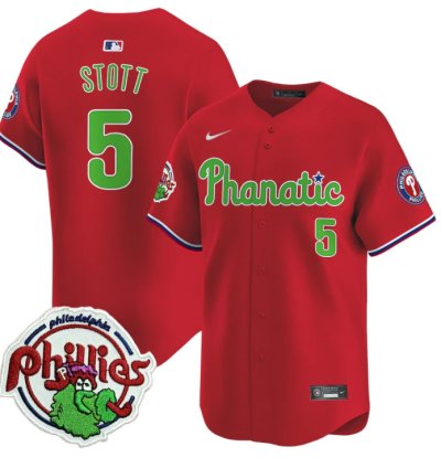 Bryson Stott Jersey 5 Phillies Phanatic Patch Vapor Premier Limited Stitched Red