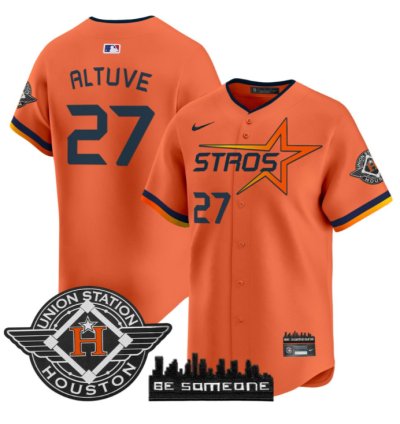 Jose Altuve Jersey 27 Houston Astros 2025 City Connect Orange All Stitched
