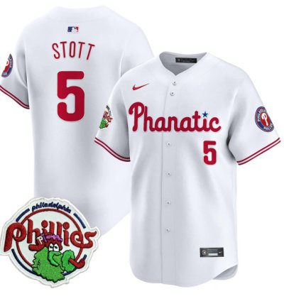 Bryson Stott Jersey 5 Phillies Phanatic Patch Vapor Premier Limited Stitched White