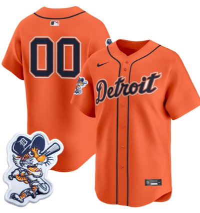 Custom Detroit Tigers Jersey Name Number Paws Patch Vapor Premier Limited Stitched Orange