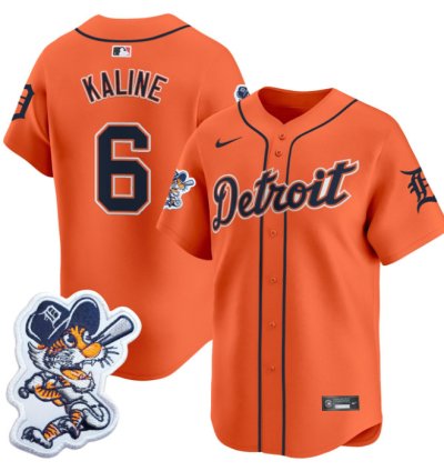 Al Kaline Jersey 6 Detroit Tigers Paws Patch Vapor Premier Limited Stitched Orange