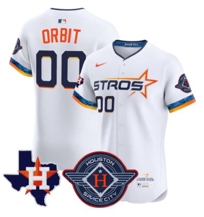 Orbit Jersey 00 Houston Astros 2025 City Connect Texas Patch Premier Elite Stitched White
