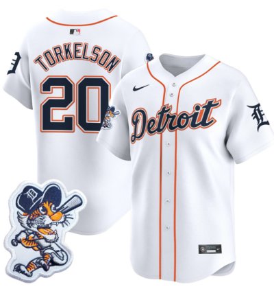 Spencer Torkelson Jersey 20 Detroit Tigers Paws Patch Vapor Premier Limited Stitched White