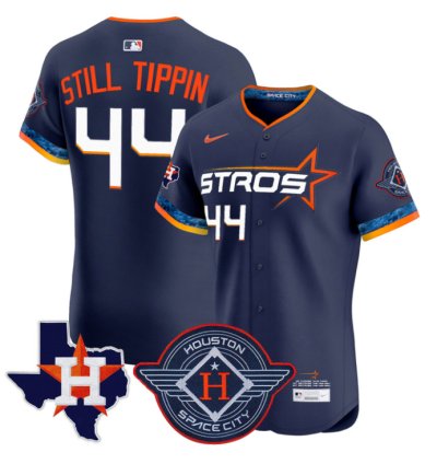 Still Tippin Jersey 44 Houston Astros 2025 City Connect Texas Patch Premier Elite Stitched Navy