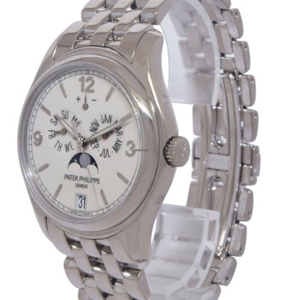 Patek Philippe Annual Calendar 18k White Gold Moon Phase 39mm Watch 5146 1g