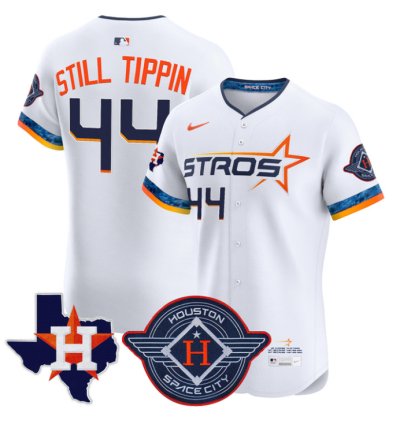 Still Tippin Jersey 44 Houston Astros 2025 City Connect Texas Patch Premier Elite Stitched White