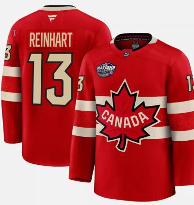 Mens Sam Reinhart Jersey 13 Red 2025 4 Nations Face-off Stitched