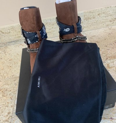 Bandana Chain Boots In Chocolate