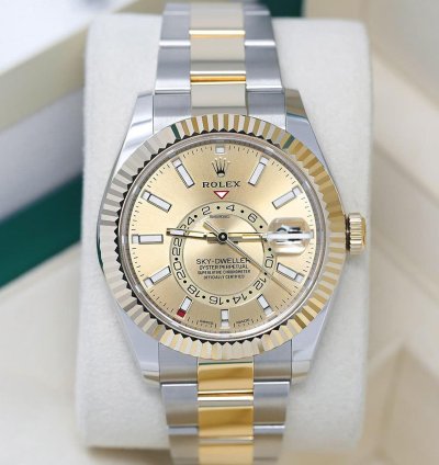 Rolex Sky-dweller Champagne 326933 Unworn Stainless Steel And Yellow Gold Watch