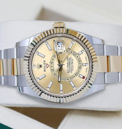 Rolex Sky-dweller Champagne 326933 Unworn Stainless Steel And Yellow Gold Watch