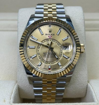 Rolex Sky-dweller Champagne Dial 326933 Jubilee Bracelet New