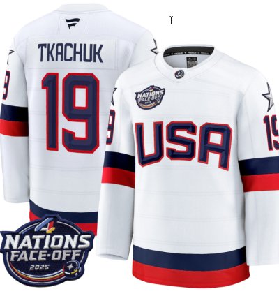 Mens Matthew Tkachuk Jersey 19 Usa White 2025 4 Nations Face-off Stitched
