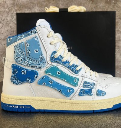 Bandana High Top Skeleton Sneakers In Blue White