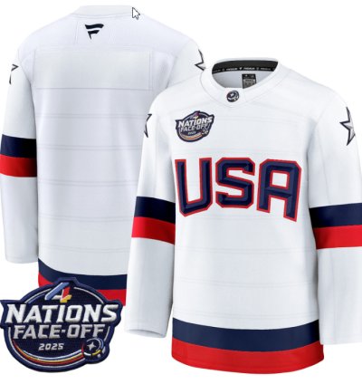 Mens Team Jersey Usa White 2025 4 Nations Face-off Stitched