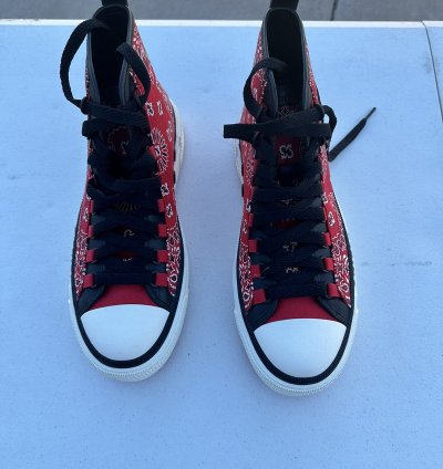 Bandana Ma Logo Court Hi Red High Top Sneakers