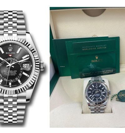 Rolex Sky-dweller Fluted Bezel Black Index Dial Jubilee Bracelet 336934