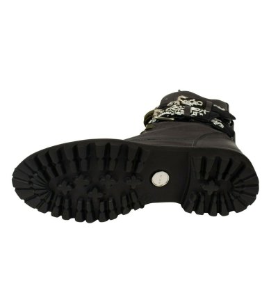 Black Bandana Leather Combat Boot Size 44