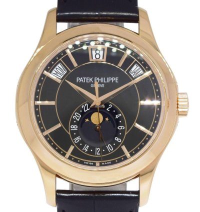 Patek Philippe Annual Calendar 5205 18k Rose Gold Black Dial Watch 13 5205r