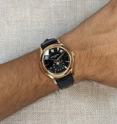 Patek Philippe Annual Calendar 5205 18k Rose Gold Black Dial Watch 13 5205r