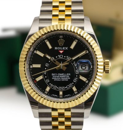 Rolex Sky-dweller Full Set - Sky Dweller 326933 Steel Gold Black Dial Jubilee 2023 42 Mm New Watch