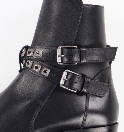Black Leather Studded Conch Jodhpur Boots