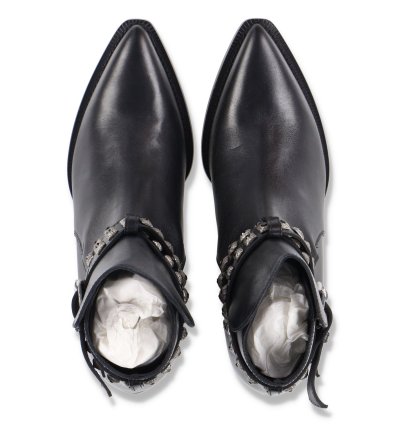 Black Leather Studded Conch Jodhpur Boots