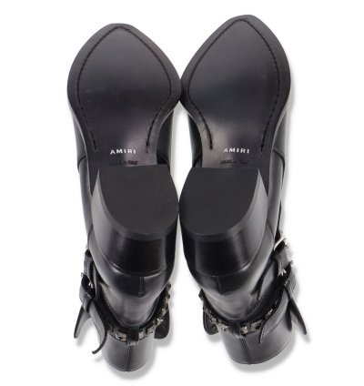 Black Leather Studded Conch Jodhpur Boots
