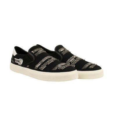 Black Musical Note Slip Ons Size 44