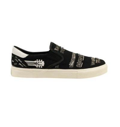 Black Musical Note Slip Ons Size 44