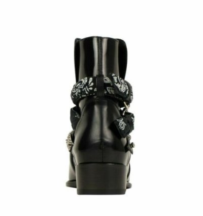 Black Patent Leather Bandana Ankle Boot Shoes Size 10 Us