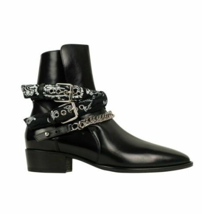 Black Patent Leather Bandana Ankle Boot Shoes Size 10 Us