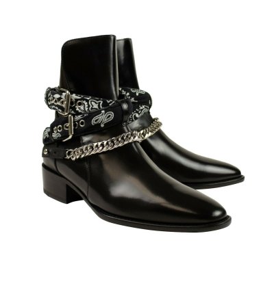 Black Patent Leather Buckle Ankle Boots Shoe Size 9 42