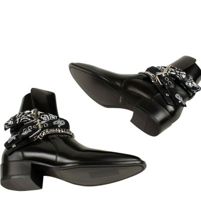 Black Patent Leather Buckle Ankle Boots Shoe Size 9 42