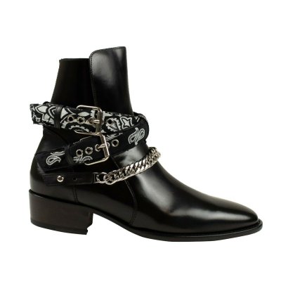 Black Patent Leather Buckle Ankle Boots Shoe Size 9 42
