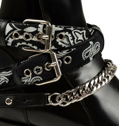 Black Patent Leather Buckle Ankle Boots Shoe Size 9 42