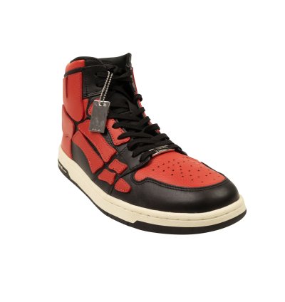 Black Red Leather Skeleton High Top Sneakers Size 40