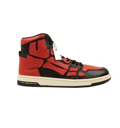 Black Red Leather Skeleton High Top Sneakers Size 40