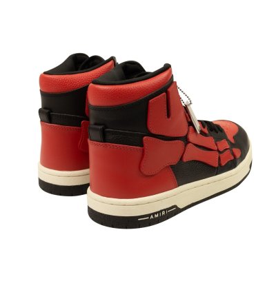 Black Red Leather Skeleton High Top Sneakers Size 40