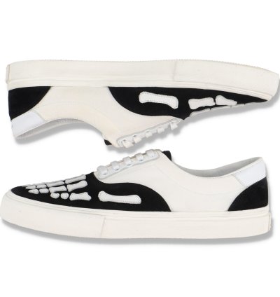 Black Skel Toe Bones Lace Up Trainers