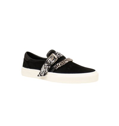 Black Suede Bandana Slip On Sneaker Size 40