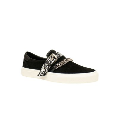 Black Suede Bandana Slip On Sneaker Size 40